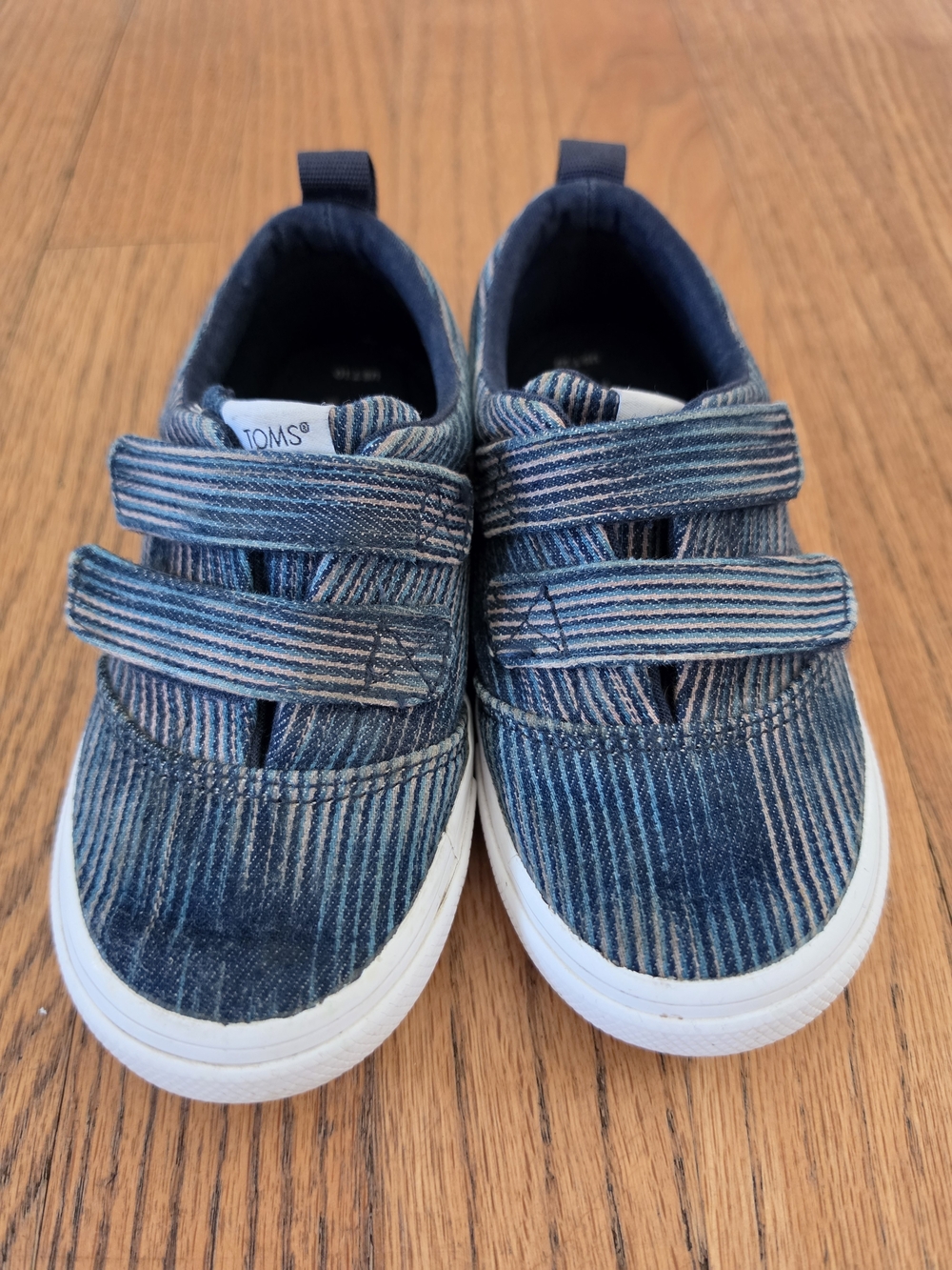 TOMS Kids Blue Striped Velcro Sneakers Toddler Size 10